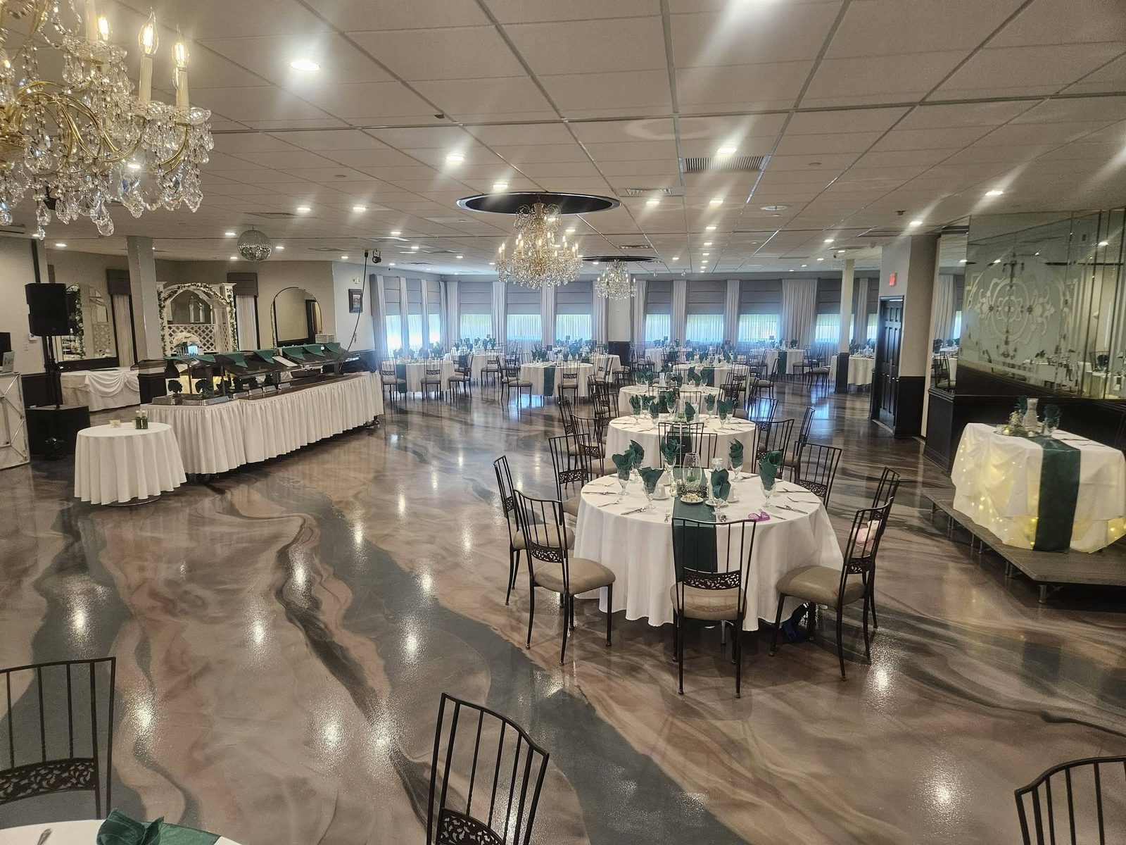 Maravela's ballroom set for a family anniversary celebration