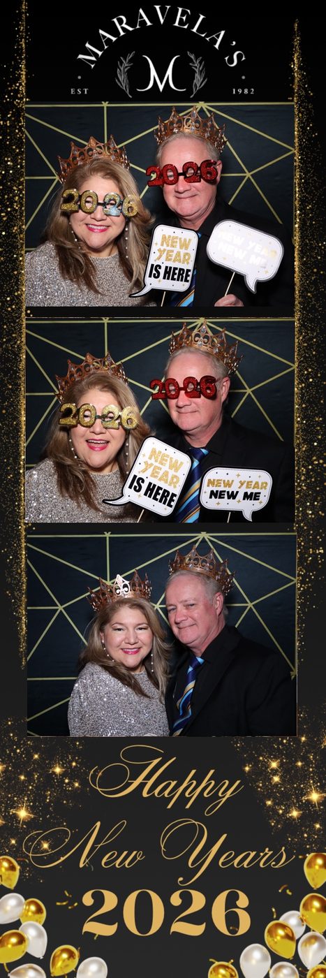 Photo booth strip from the Maravelau2019s New Yearu2019s Eve Gala