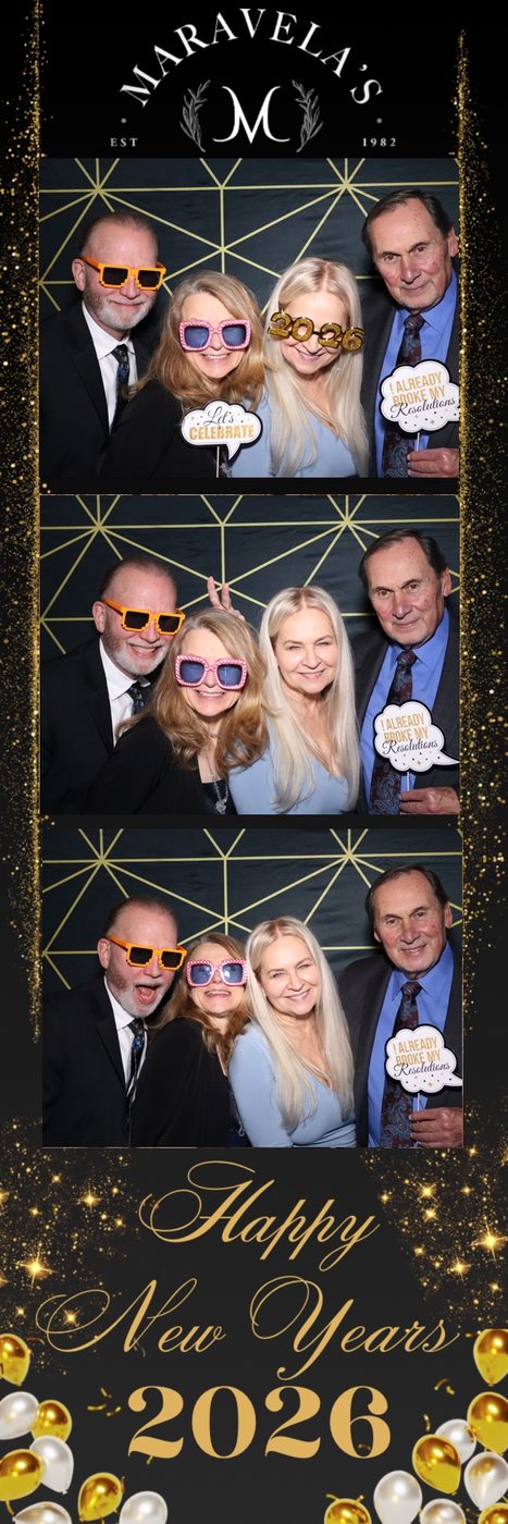 Photo booth strip from the Maravelau2019s New Yearu2019s Eve Gala