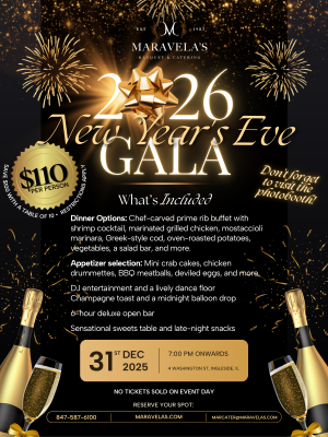 Maravela's New Years - 2025-2026 Flyer Menu